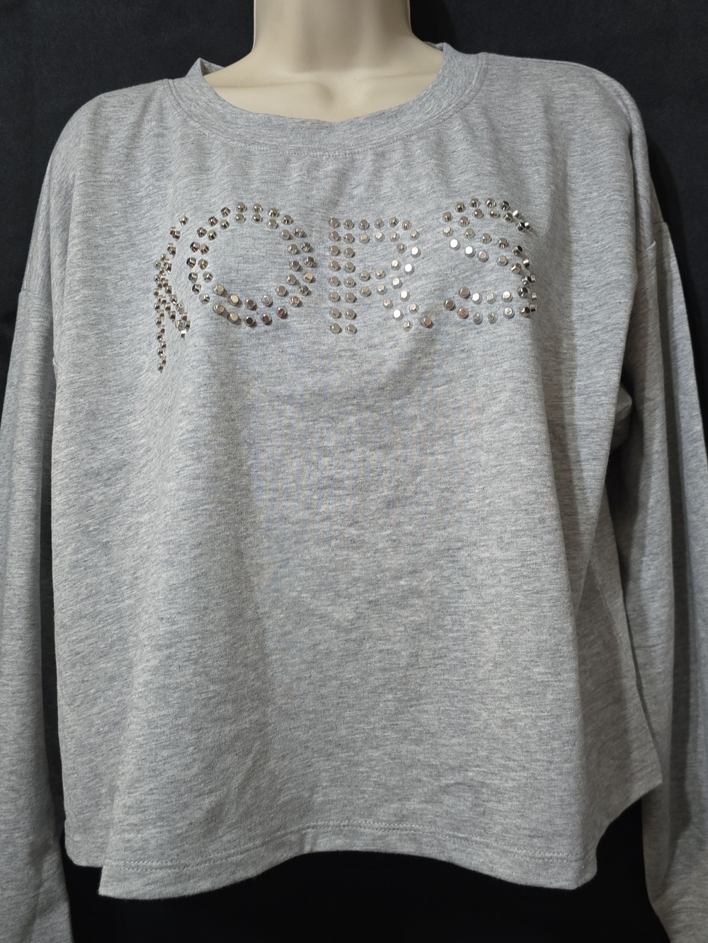 Michael Kors Heather Gray Studded Logo Crewneck Sweatshirt